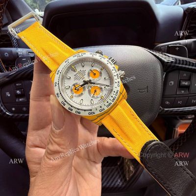 TW Factory Rolex Daytona 40*12.4mm Shanghai 4130 Movement White Face Yellow Band Watch